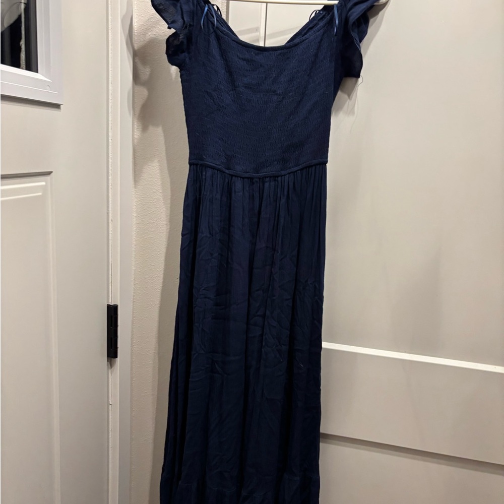 Pinkblush Blue Ruched Ruffled Maxi Dress - Picture 3 of 3